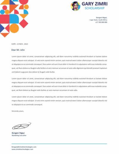 Branded letter template